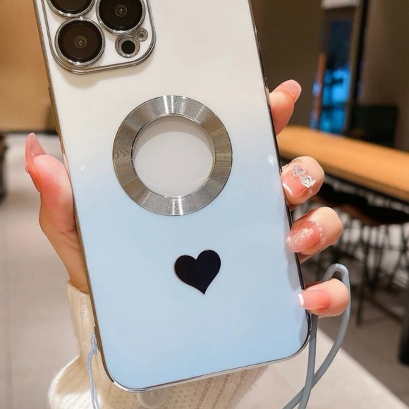 iPhone 14 Promax cute colorful summer Heart Print Phone Case With Lanyard - Picture 12 of 12